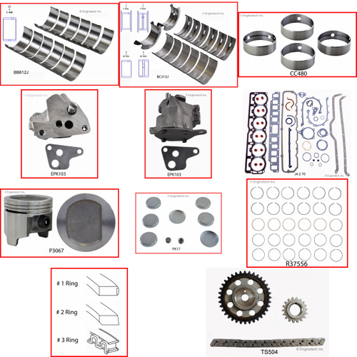 Enginetech RCJ258F Engine Rebuild Kit for 1986-1990 Jeep 258 4.2L V6 .040" Over Bore (3.790")