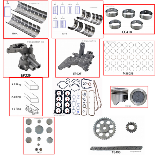 Enginetech RCO307P Engine Rebuild Kit for 1980-1984 Oldsmobile 307 5.0L V8 .040" Over Bore (3.840")