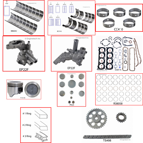 Enginetech RCO307 Engine Rebuild Kit for 1980-1984 Oldsmobile 307 5.0L V8 .060" Over Bore (3.860")