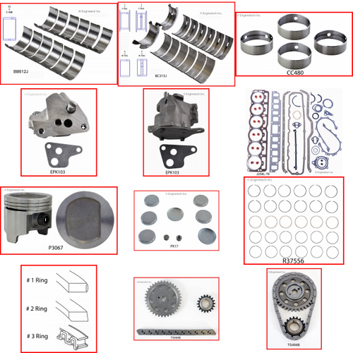 Enginetech RCJ258B Engine Rebuild Kit for 1981-1981 Jeep 258 4.2L V6 .060" Over Bore (3.810")