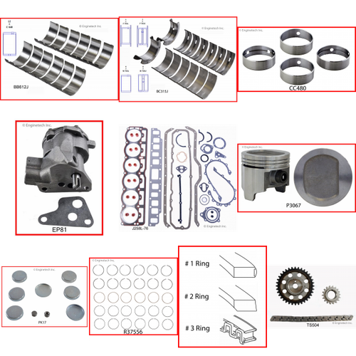 Enginetech RCJ258C Engine Rebuild Kit for 1982-1982 Jeep 258 4.2L V6 .040" Over Bore (3.790")