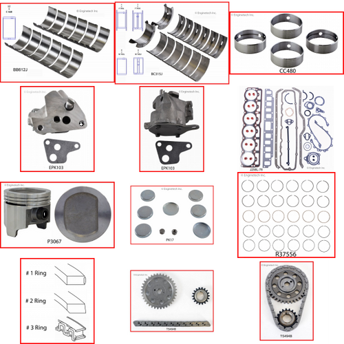 Enginetech RCJ258B Engine Rebuild Kit for 1981-1981 Jeep 258 4.2L V6 .040" Over Bore (3.790")