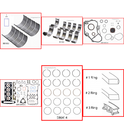 Enginetech RMC134EP Engine ReMain Kit for 2002-2005 Chevy 134 2.2L 4-Cyl .030" Over Bore (3.415")