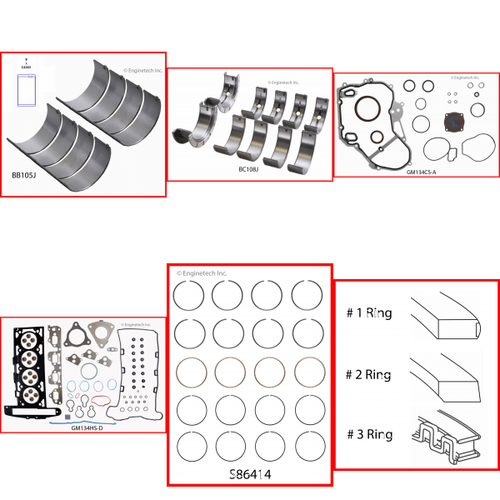 Enginetech RMC134FP Engine ReMain Kit for 2003-2005 Chevy 134 2.2L 4-Cyl Standard Bore (3.385")