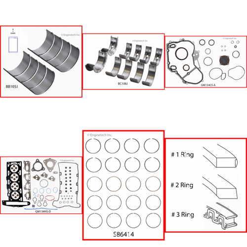 Enginetech RMC134FP Engine ReMain Kit for 2003-2005 Chevy 134 2.2L 4-Cyl .030" Over Bore (3.415")