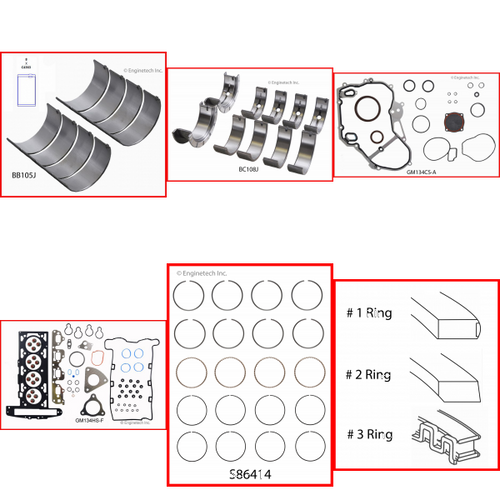 Enginetech RMC134JP Engine ReMain Kit for 2005-2006 Saturn 134 2.2L 4-Cyl .030" Over Bore (3.415")