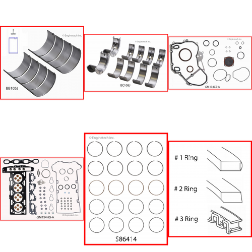 Enginetech RMC134MP Engine ReMain Kit for 2000-2003 Saturn 134 2.2L 4-Cyl Standard Bore (3.385")