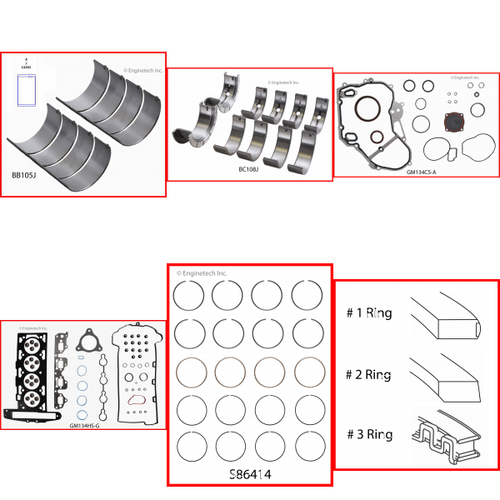 Enginetech RMC134KP Engine ReMain Kit for 2007-2008 Chevy 134 2.2L 4-Cyl Standard Bore (3.385")