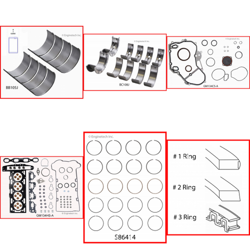 Enginetech RMC134MP Engine ReMain Kit for 2000-2003 Saturn 134 2.2L 4-Cyl .030" Over Bore (3.415")