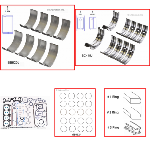 Enginetech RMC134AP Engine ReMain Kit for 1994-1997 Chevy 134 2.2L 4-Cyl .020" Over Bore (3.525")