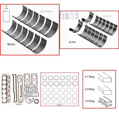 Enginetech RMC250A Engine ReMain Kit for 1963-1968 Chevy 250 3.8L V6 .060" Over Bore (3.935")