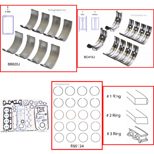 Enginetech RMC134A Engine ReMain Kit for 1994-1997 Chevy 134 2.2L 4-Cyl .020" Over Bore (3.525")