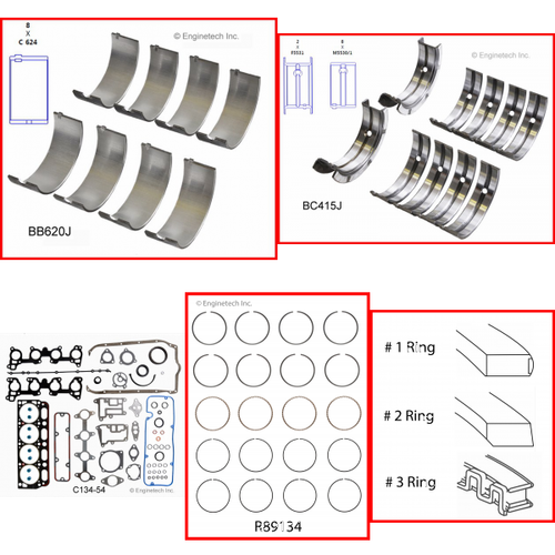 Enginetech RMC134 Engine ReMain Kit for 1990-1997 Chevy 134 2.2L 4-Cyl .040" Over Bore (3.545")