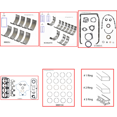 Enginetech RMC134CP Engine ReMain Kit for 2000-2003 Chevy 134 2.2L 4-Cyl Standard Bore (3.505")