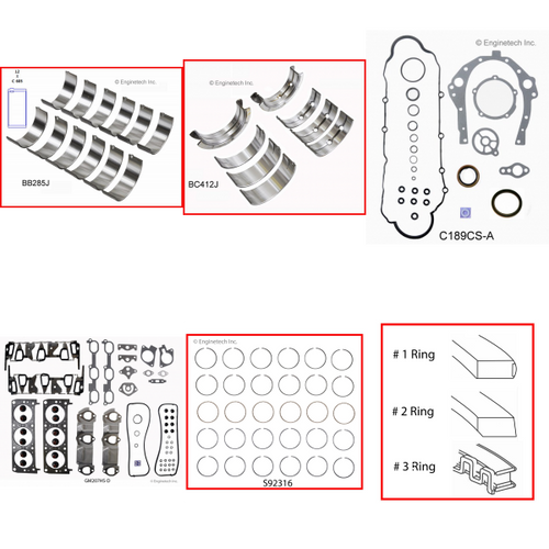 Enginetech RMC207FP Engine ReMain Kit for 2004-2005 Chevy 207 3.4L V6 .020" Over Bore (3.640")