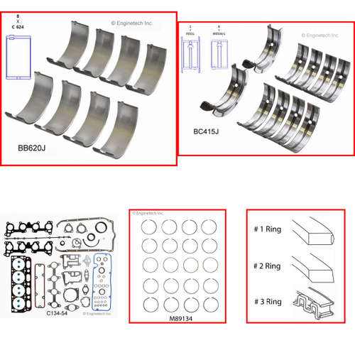 Enginetech RMC134P Engine ReMain Kit for 1990-1997 Chevy 134 2.2L 4-Cyl .030" Over Bore (3.535")