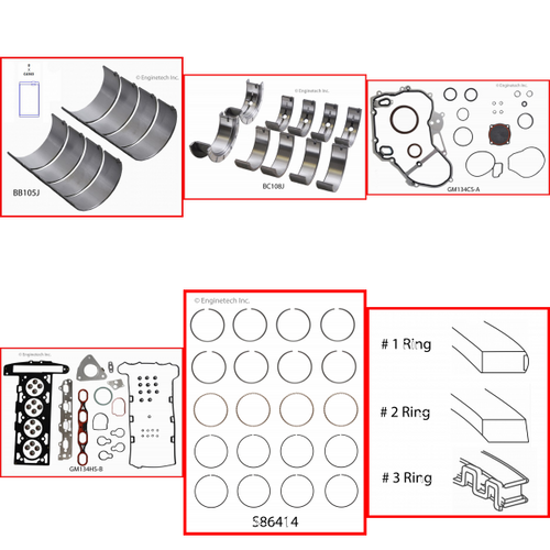 Enginetech RMC134NP Engine ReMain Kit for 2002-2003 Saturn 134 2.2L 4-Cyl .020" Over Bore (3.405")
