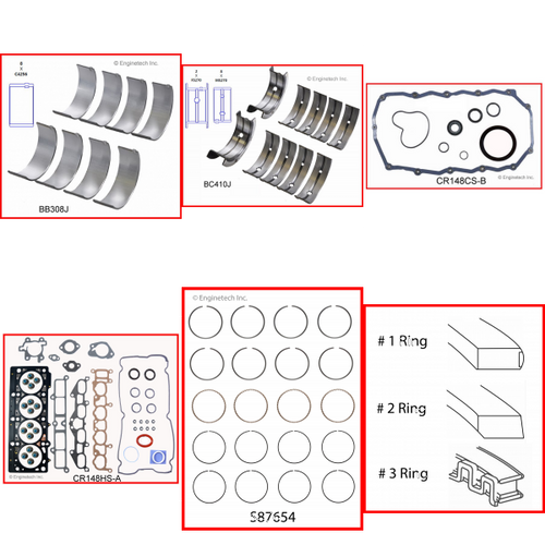 Enginetech RMCR148AP Engine ReMain Kit for 1998-2000 Chrysler 2.4L 4-Cyl Standard Bore (3.445")