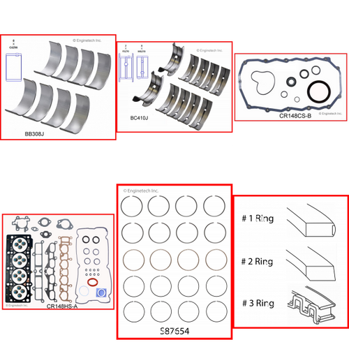 Enginetech RMCR148AP Engine ReMain Kit for 1998-2000 Chrysler 2.4L 4-Cyl .020" Over Bore (3.465")