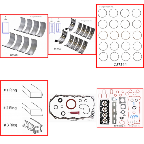 Enginetech RMCR148BP Engine ReMain Kit for 2002-2002 Chrysler 2.4L 4-Cyl .030" Over Bore (3.475")