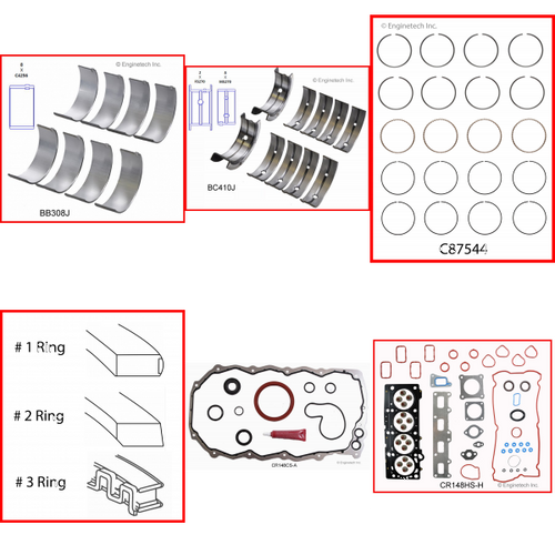 Enginetech RMCR148BP Engine ReMain Kit for 2002-2002 Chrysler 2.4L 4-Cyl .040" Over Bore (3.485")