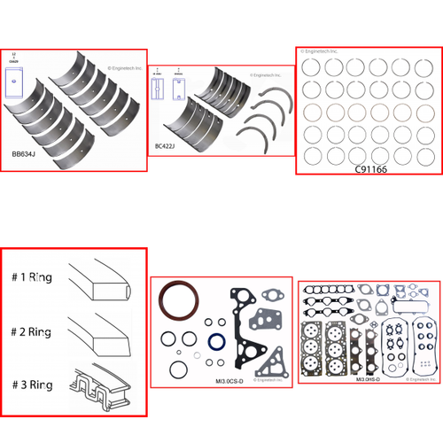 Enginetech RMCR181P Engine ReMain Kit for 2001-2005 Chrysler 3.0L V6 .040" Over Bore (3.625")