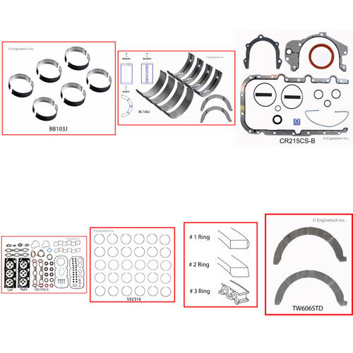 Enginetech RMCR197P Engine ReMain Kit for 1998-2001 Chrysler 3.2L V6 .020" Over Bore (3.640")