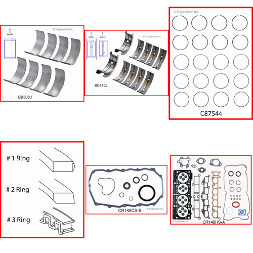 Enginetech RMCR148P Engine ReMain Kit for 1995-1997 Chrysler 2.4L 4-Cyl Standard Bore (3.445")
