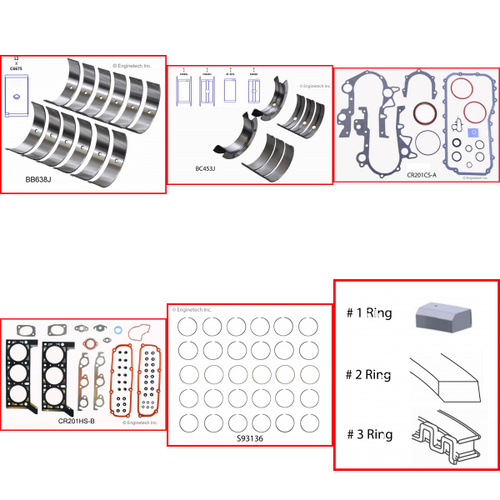 Enginetech RMCR201CP Engine ReMain Kit for 2004-2008 Dodge 3.3L V6 Standard Bore (3.660")