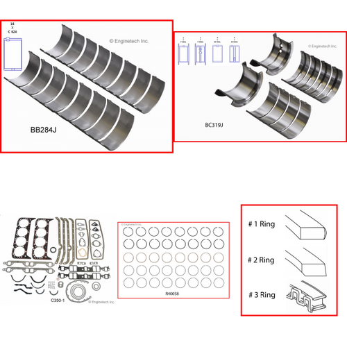 Enginetech RMC327A Engine ReMain Kit for 1962-1967 Chevy 327 5.3L V8 Standard Bore (4.000")