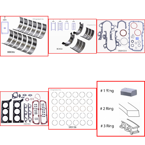 Enginetech RMCR201BP Engine ReMain Kit for 2001-2004 Dodge 3.3L V6 .030" Over Bore (3.690")