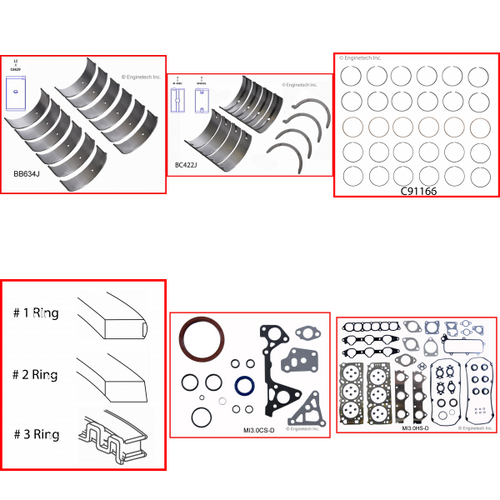 Enginetech RMCR181P Engine ReMain Kit for 2001-2005 Chrysler 3.0L V6 .020" Over Bore (3.605")