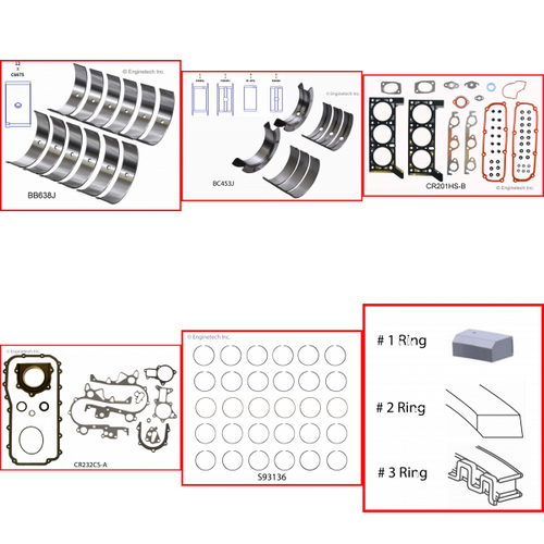 Enginetech RMCR201EP Engine ReMain Kit for 2009-2010 Chrysler 3.3L V6 .040" Over Bore (3.700")