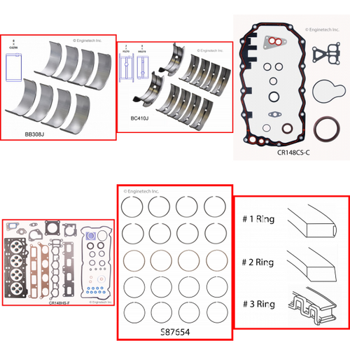 Enginetech RMCR148DP Engine ReMain Kit for 2003-2007 Chrysler 2.4L 4-Cyl .020" Over Bore (3.465")
