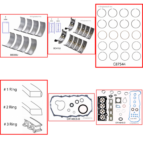 Enginetech RMCR148EP Engine ReMain Kit for 2002-2004 Chrysler 2.4L 4-Cyl .020" Over Bore (3.465")