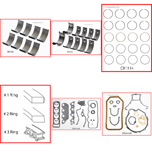 Enginetech RMCR2.6LP Engine ReMain Kit for 1983-1989 Dodge 2.6L 4-Cyl Standard Bore (3.585")