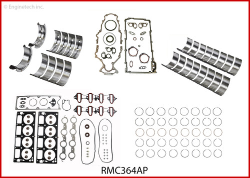 Enginetech RMC364AP Engine ReMain Kit for 2001-2007 GMC 364 6.0L V8 .040" Over Bore (4.040")