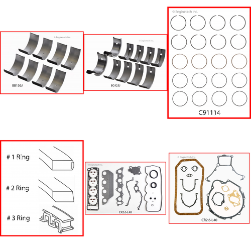 Enginetech RMCR2.6LP Engine ReMain Kit for 1983-1989 Dodge 2.6L 4-Cyl .040" Over Bore (3.625")