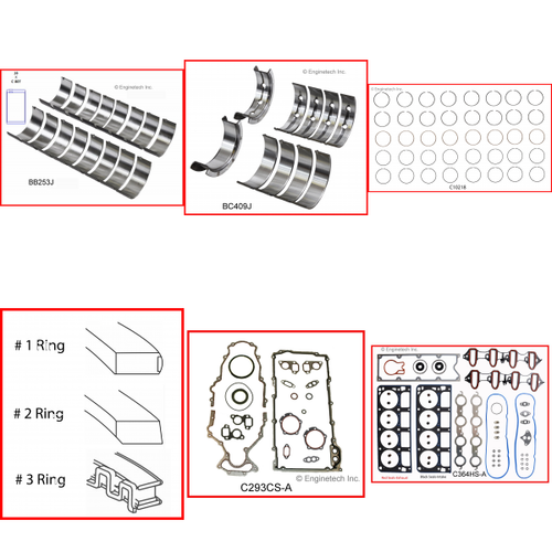 Enginetech RMC364P Engine ReMain Kit for 1999-2000 GMC 364 6.0L V8 .040" Over Bore (4.040")