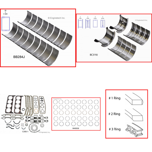 Enginetech RMC327AP Engine ReMain Kit for 1962-1967 Chevy 327 5.3L V8 Standard Bore (4.000")