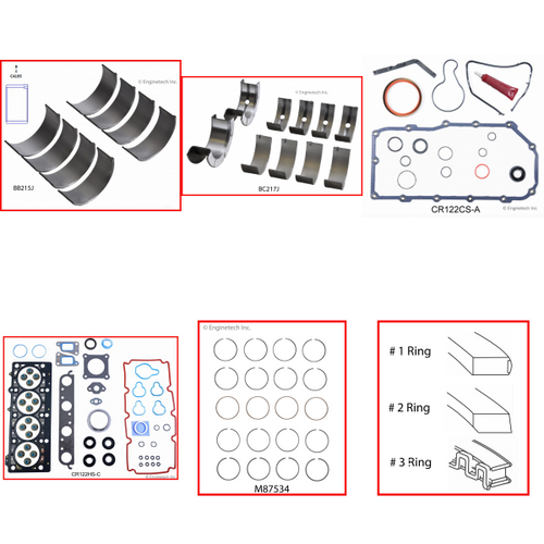 Enginetech RMCR122BP Engine ReMain Kit for 2000-2000 Chrysler 2.0L 4-Cyl Standard Bore (3.445")