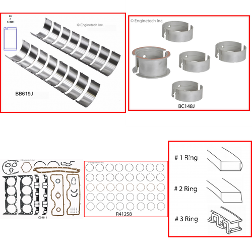 Enginetech RMC348A Engine ReMain Kit for 1958-1961 Chevy 348 5.7L V8 .060" Over Bore (4.185")