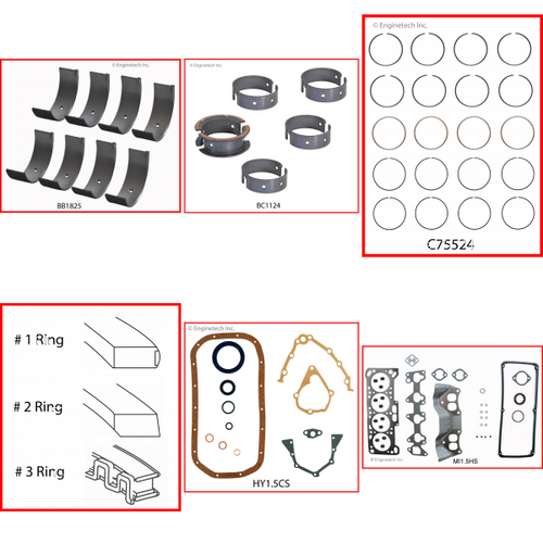 Enginetech RMCR1.5P Engine ReMain Kit for 1991-1994 Dodge 1.5L 4-Cyl .020" Over Bore (2.990")