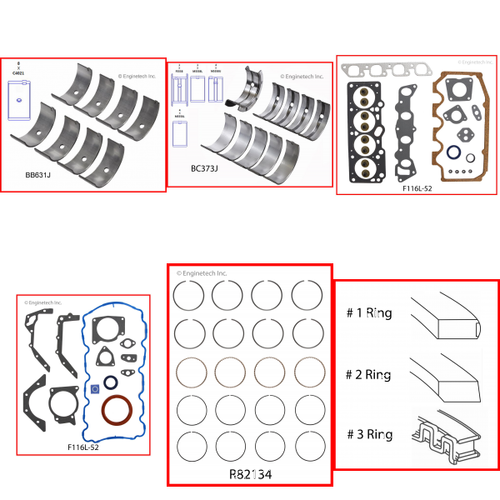 Enginetech RMF1.9DP Engine ReMain Kit for 1991-1993 Ford 1 1.9L 4-Cyl .030" Over Bore (3.260")