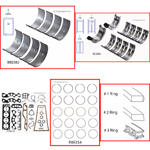 Enginetech RMF121 Engine ReMain Kit for 1983-1986 Ford 121 2.0L 4-Cyl .030" Over Bore (3.545")