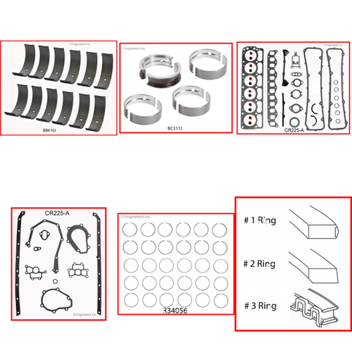 Enginetech RMCR225A Engine ReMain Kit for 1976-1981 Dodge 3.7L V6 .060" Over Bore (3.460")