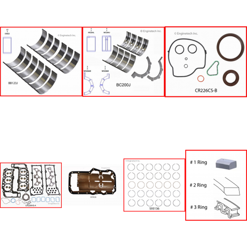 Enginetech RMCR226AP Engine ReMain Kit for 2002-2005 Dodge 3.7L V6 .030" Over Bore (3.690")