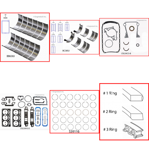 Enginetech RMCR239CP Engine ReMain Kit for 1998-2003 Dodge 3.9L V6 .040" Over Bore (3.950")