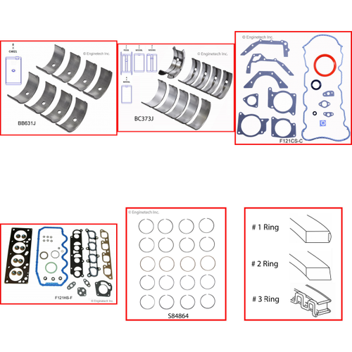 Enginetech RMF121CP Engine ReMain Kit for 2000-2004 Ford 121 2.0L 4-Cyl Standard Bore (3.340")