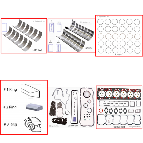 Enginetech RMCU359AP Engine ReMain Kit for 1998-2002 Dodge 5.9L V6 Standard Bore (4.015")